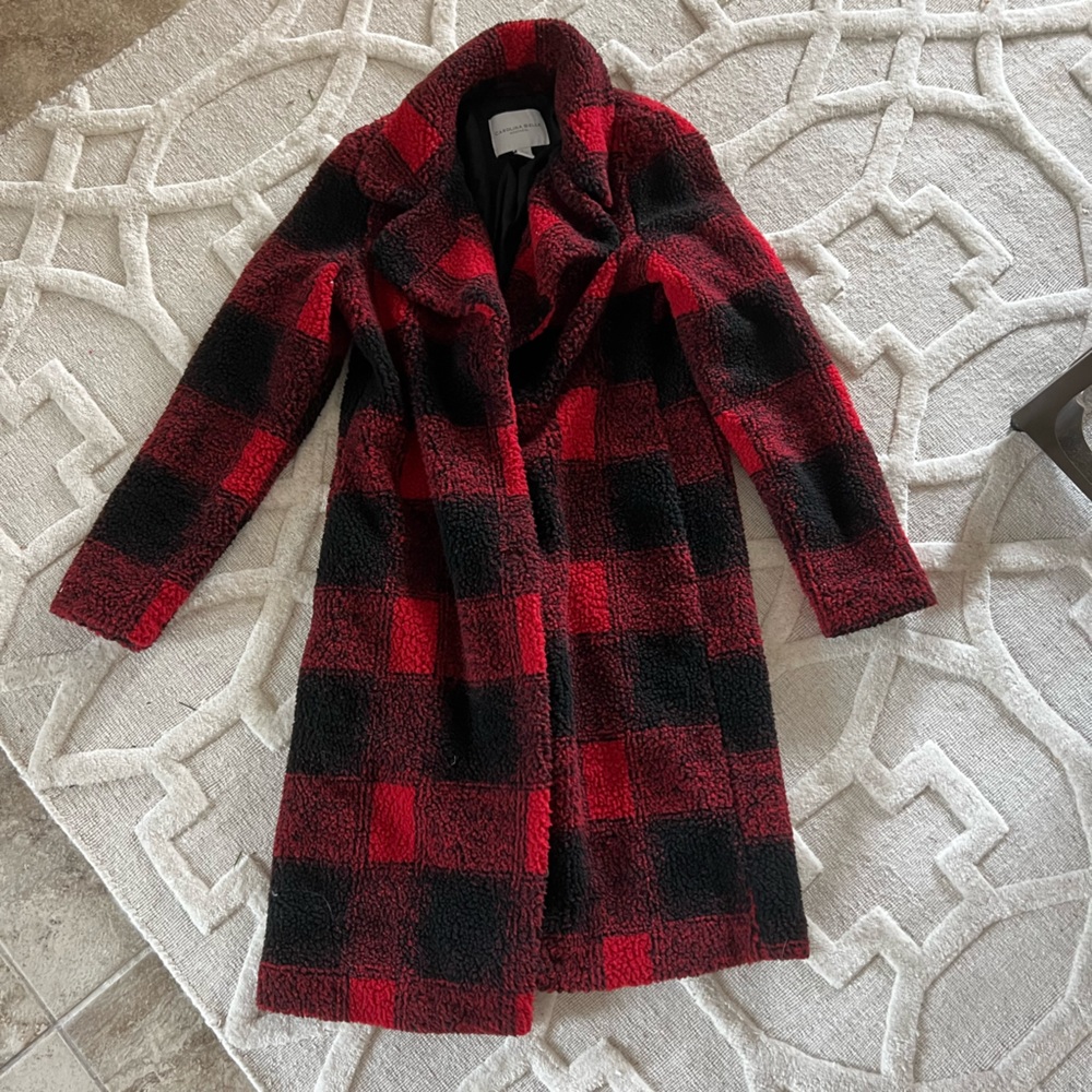 Fleece Buffalo Check Coat | Size Xs